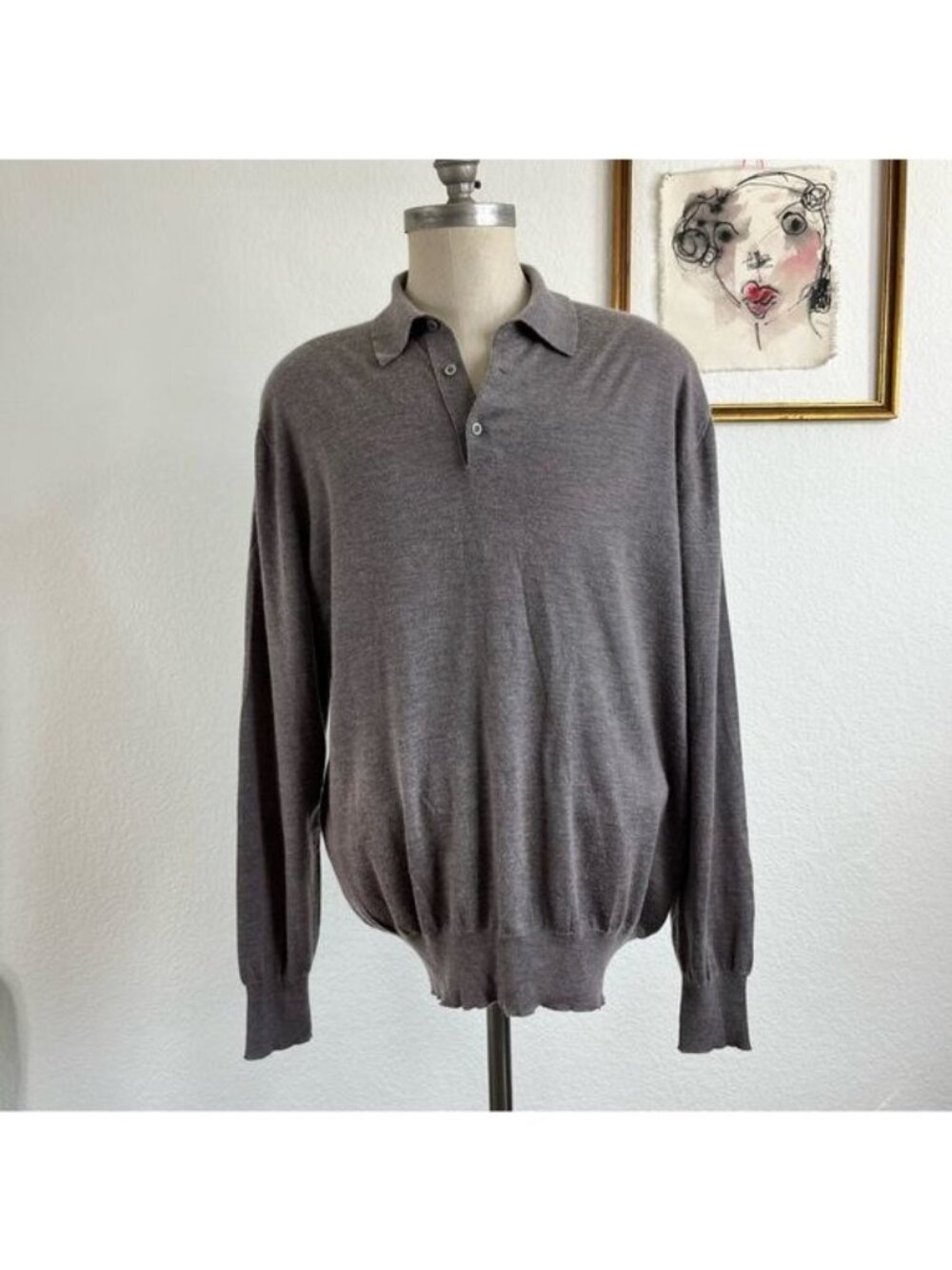 Davide Cenci by Avon Celli Cashmere Pop Over Polo Sweater